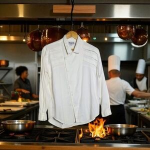 Vintage White Lisa's Hong Kong Chef Sz M Button-Up Shirt